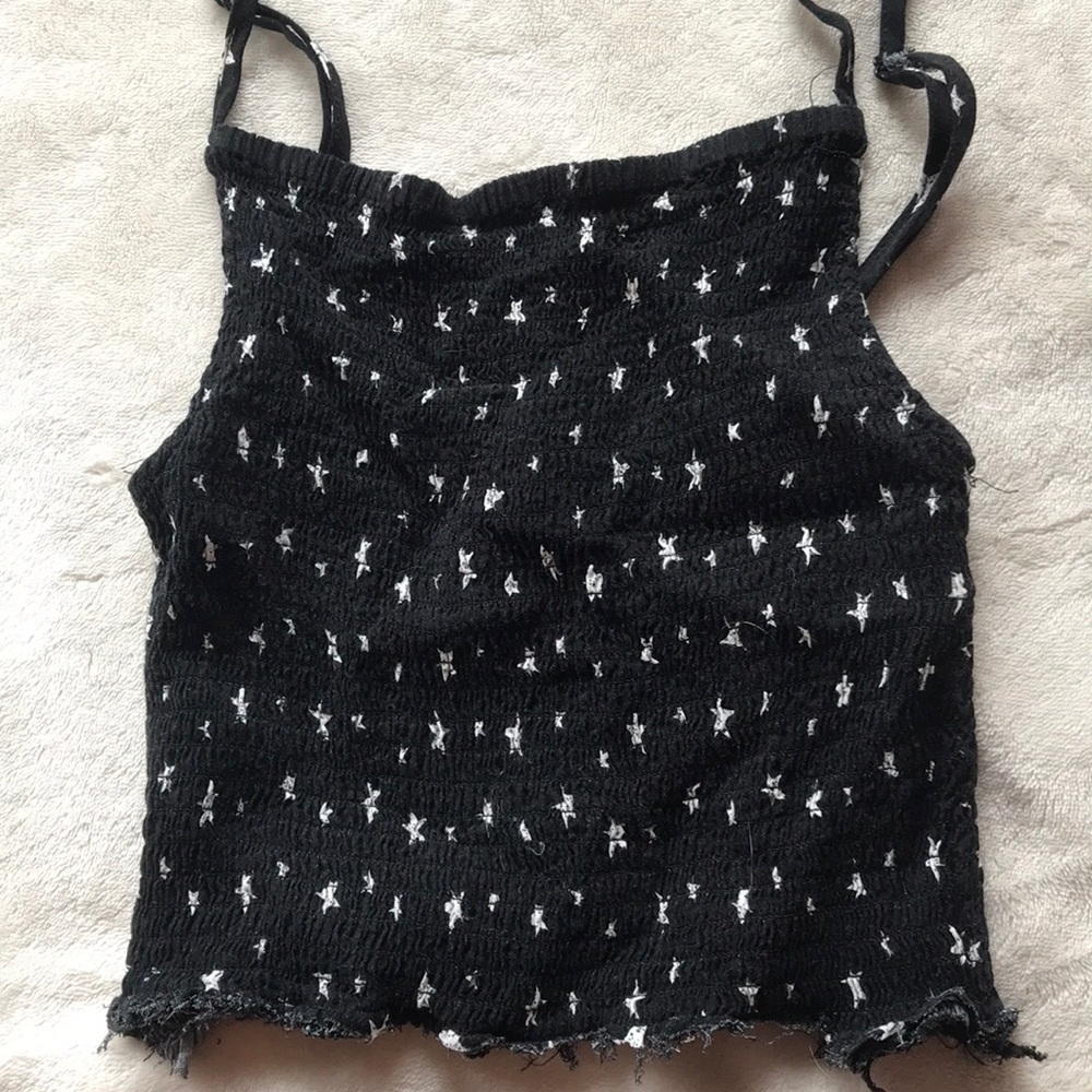 Ribbed Star Cropped Halter Top